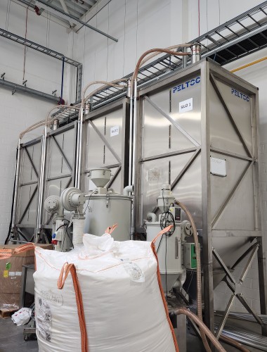 Stainless plastic pellet silo 4pcs